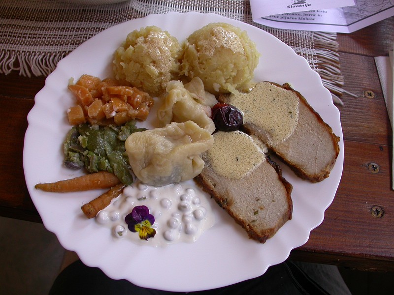 Slightly curious looking but very tasty meal at an Open Door Farmhouse.JPG